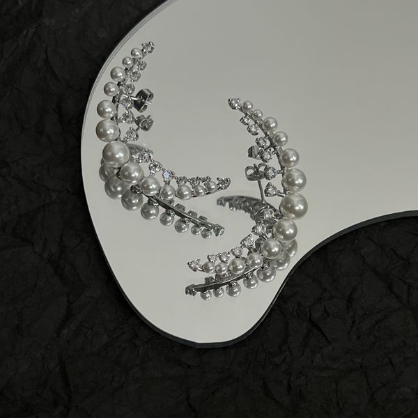 

women's earrings pearl diamond designer brand metal elegant fashion noble stud jewelry accessories, Golden;silver
