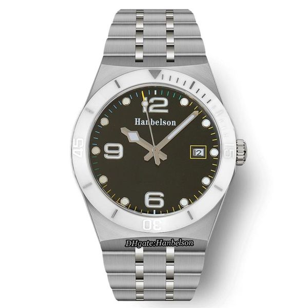 

mens watch japan 8215 automatic movement sapphire glass luminous ceramic bezel wristwatches steel strap watches 41mm186e, Slivery;brown
