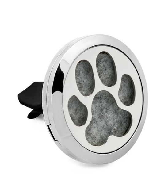 

lovely dogcatbear paw 30mm magnet stainless steel essential oi aroma locket car diffuser vent clip send 10p oil pad2850122, Silver