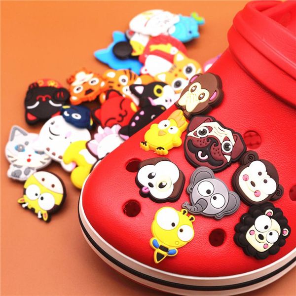 

single 1pc animals pvc shoe charms shoe buckle accessories cute cat dog face shoe decoration kid039s party xmas6487709, White;pink