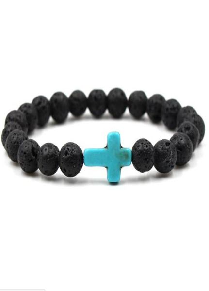 

fashion natural black lava stone beads elastic bracelet essential oil diffuser bracelet volcanic rock beaded bracelet4601206