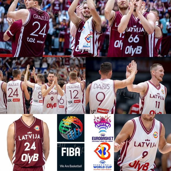 

printed latvia basketball jersey national team kristaps porzingis andrejs grazulis rodions kurucs davis bertans arturs zagars kristers zorik, Black