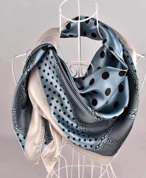 

brand new 4 seasons wild fashion style dots and dots simulation silk satin square 90 90com 9616474, Blue;gray