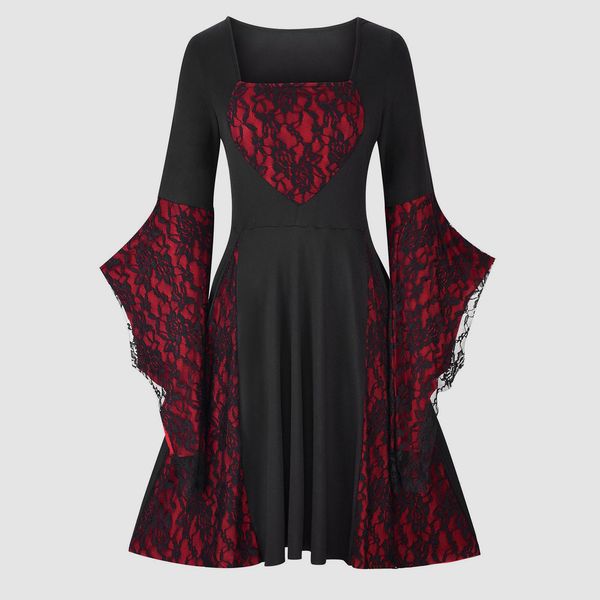 

basic casual dresses vintage halloween cosplay costume witch gothic dress ghost up party printed medieval bride female clothes 230904, Black;gray