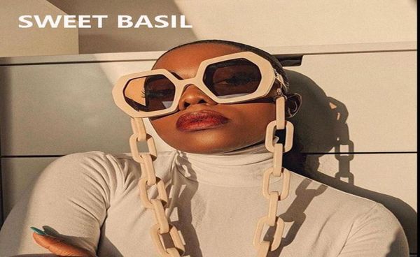 

sunglasses cool large oversized women retro brand designer big chain sun glasses female shade eyewear hexagon uv400 style8323659, White;black