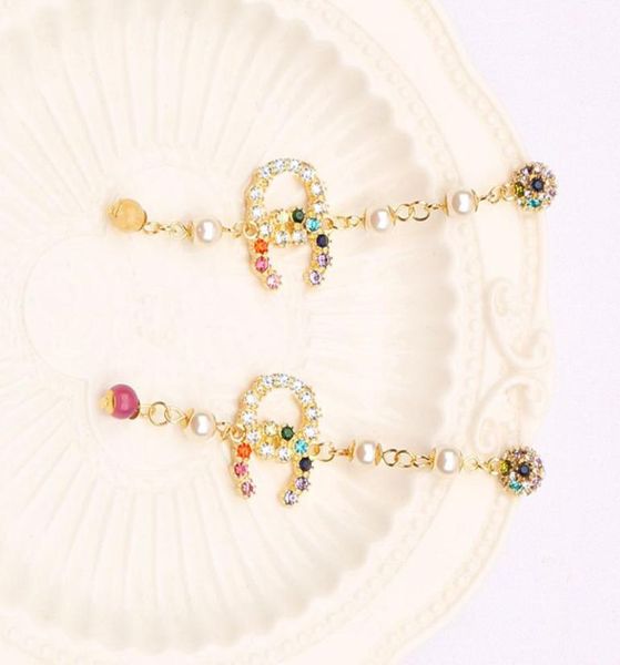 

fashion women designer earrings ear stud 18k gold plated designers brand geometry letters multicolor crystal pearl earring weddin7873972, Golden;silver