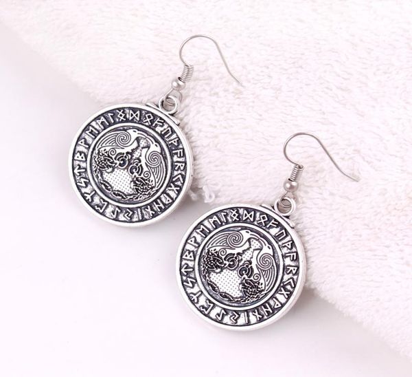 

norse vikings bird pendant earrings raven rune knot viking amulet pendant nordic jewelry7617550, Golden