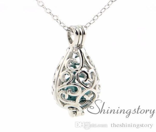 

teardrop openwork essential oil necklace diffuser necklace whole perfume necklace aromatherapy jewelry diffusers metal volcani3454638, Silver