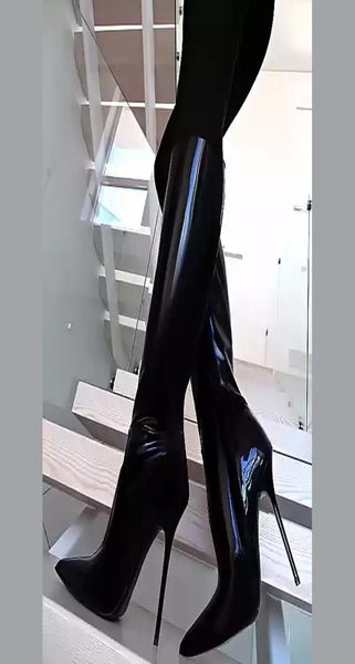 

legen super fashion women mid calf boots shinny pointy toe stiletto boots shoes woman black green blue shoes for woman big size 49089512