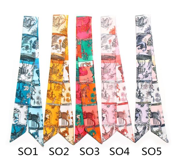 

hand bag scarves women imitated silk leopard turban hair head scarf neckerchief snake printing handle bag ribbon narrow scarves 6624949, Blue;gray
