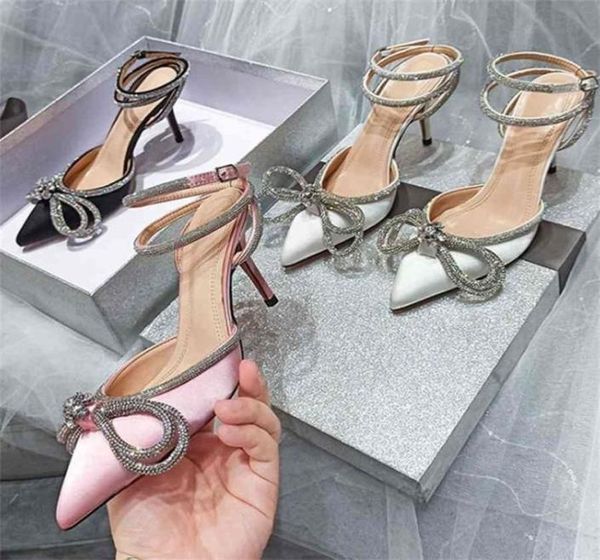 

designer wedding shoes woman 2020 pointed toe crystal high heel shoes ankle women female ladies sandal party pump6787358, Black