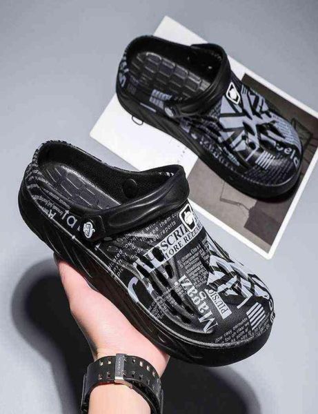 

men summer shoes sandals men039s holes sandals hollow breathable flip flops shoes fashion beac big size 47 h2204127507080, Black