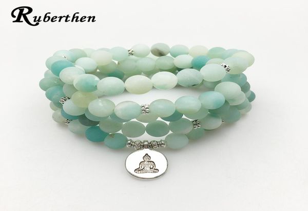 

ruberthen 2017 new design abamazonite mala beads bracelet trendy yoga necklace handmade natural stone bracelet j19077618250, Golden;silver