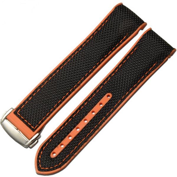 

silicone fabric canvas watch strap for omegaseamaster omega planet ocean 8900 9900 watch band 22mm169p, Black;brown