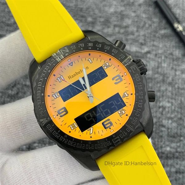 

2021 new 1884 men watch dual time zone electronic pointer display yellow rubber strap montre de luxe wristwatches mens sport watch2308, Slivery;brown