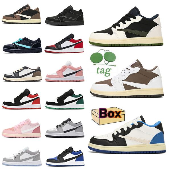

baby shoes jumpman 1 low kids basketball shoes 1s low cactus jack reverse mocha olive phantom fragment unc pink sneakers boys girls designer