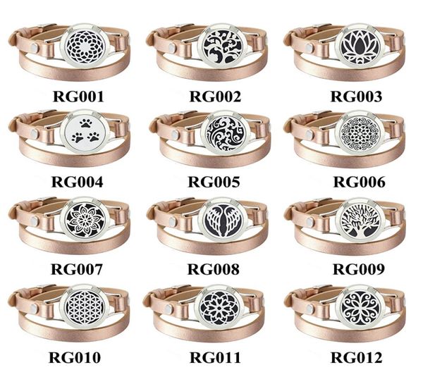 

stainless steel bracelets with real leather essential oil diffuser aromatherapy locket bracelets 5pcs felt pads1413234, Golden;silver