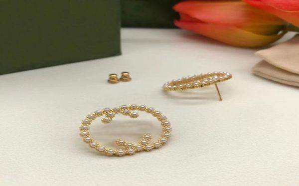 

fashion pearl stud earrings aretes for women party wedding lovers gift jewelry engagement with box nrj4909104, Golden;silver