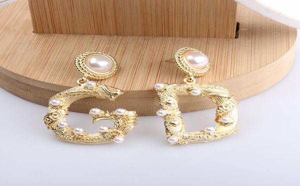

women fashion earrings long pearl charm golden plated jewelry5954913