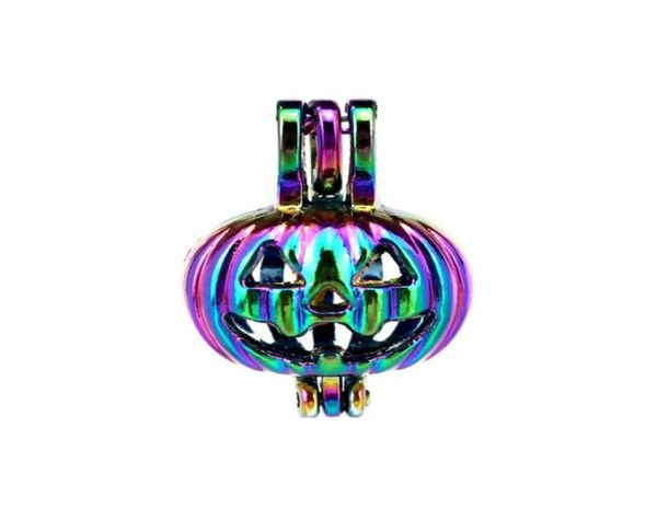 

10pcslot rainbow color halloween pumpkin beads cage locket pendant diffuser aromatherapy perfume essential oils diffuser floating1826099, Silver