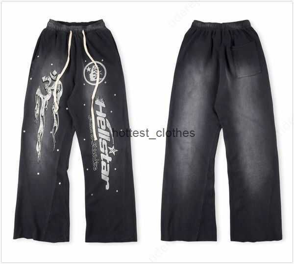 

designer hoodies hellstar hoodie vintage sweatshirts portrait high street tide hip hop thickened athleisure painted pockets womens spider sw, Black