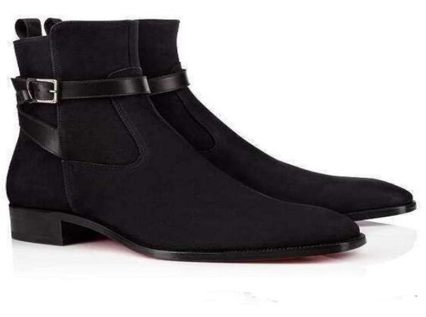 

luxury fashion plain toe suede blended fabrics plain men's boots suede leather booties kicko ankle boot coffee,black2822617, Black