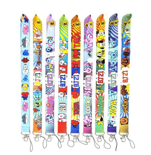 

anime bts21 cartoon lanyard for keychain id card cover pass student badge holder key ring neck straps accessories7015092, Silver