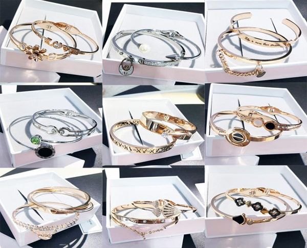 

titanium steel bangle open cuff rose gold silver black bracelets mix styles luxury trend korean wholes jewelry fr6183163