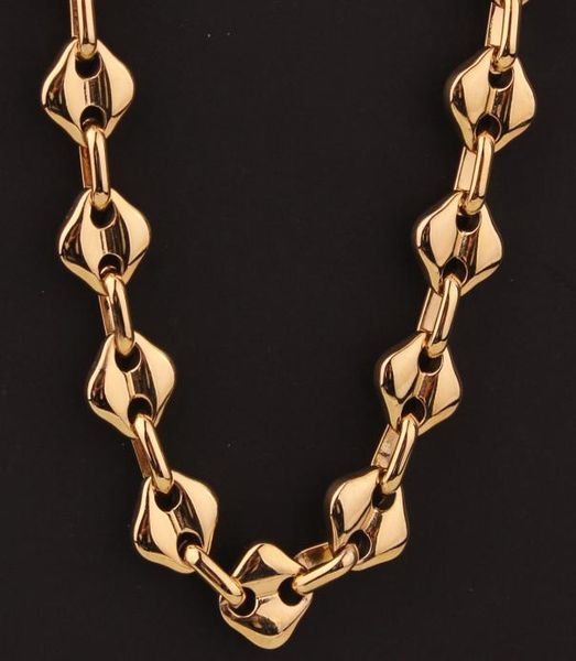 

stainless steel jewelry 18k gold plated high polished miami cuban link necklace men punk 10mm curb chain safety clasp 56cm7039259, Silver