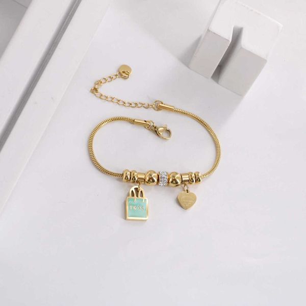 

fashion designer tiff necklace titanium steel 18k gold french elegant t classic blue drop oil lock small ball snake bone chain bracelet for, Golden;silver