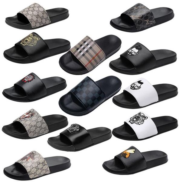 

luxury brand men slides shoes slippers summer sandals beach slide designer flat g grid pattern print avatar flip flops sneakers si2391814, Black