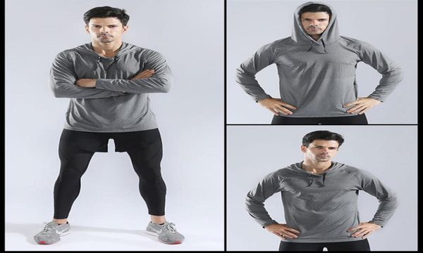 

yoga men's hooded sweater pullover high elastic quick dry running training wear sportswear long sleeve t-shirt please check the size ch