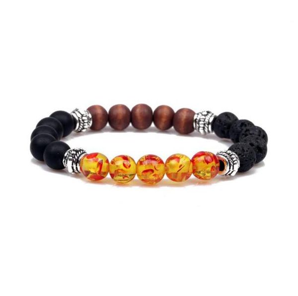 

new chakras 8mm fire amber black lava stone bracelet diy aromatherapy essential oil diffuser bracelet jewelry6301461, Golden;silver