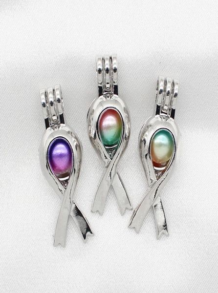 

10pcs ribbon pearl cage silver plated essential oil diffuser bead locket pendants for perfume aromatherapy necklace making7960229