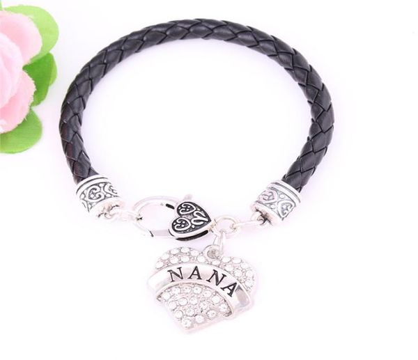 

fashion female jewelry heart bracelet nana written leather chain attractive design popularity gift for bff zinc alloy drop8545515, Golden;silver