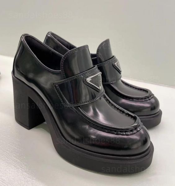

high heels mules shoes monolith loafers platform lace up brushed leather loafers designers for woman black white block heeled pump4739034