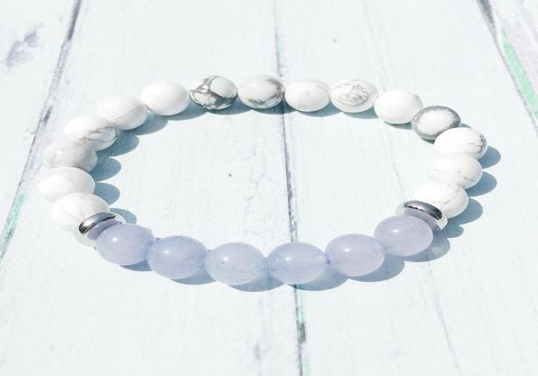 

mg0451 natural 8 mm howlite chakra healing bracelet evil eye protection bracelet womens yoga balance spiritual jewelry4762648, Black