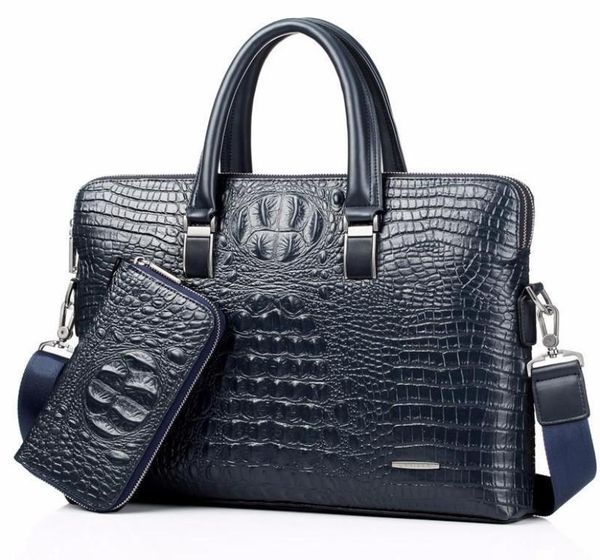 

briefcases blue crocodile genuine leather lapmale andle men messenger bags alligator shoulder tote masculina vintage brie6488108