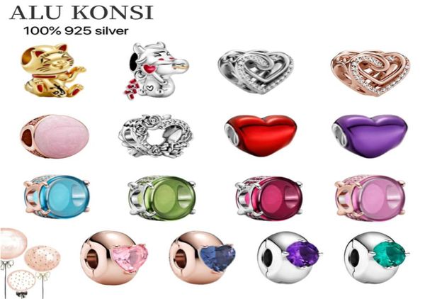 

new luxury real 925 sterling silver pan beads fit original charm bracelet for women fashion sweet diy jewelry q05317757091, Black