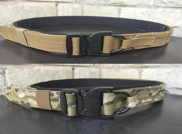 

tactical molle belt multicam army duty battle belt double layer nylon outdoor equipment5221163, Black;gray