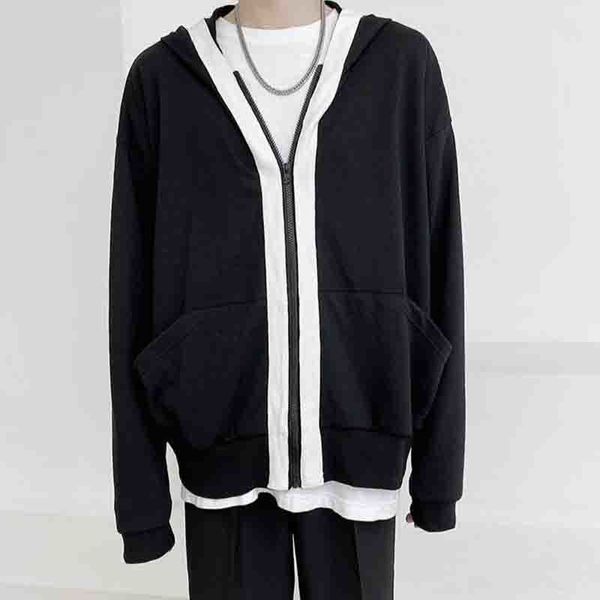

men's vests dark wind minority black and white mosaic hoodie sweater men hip hop personality design fashion brand ins net infrared cove, Black;white