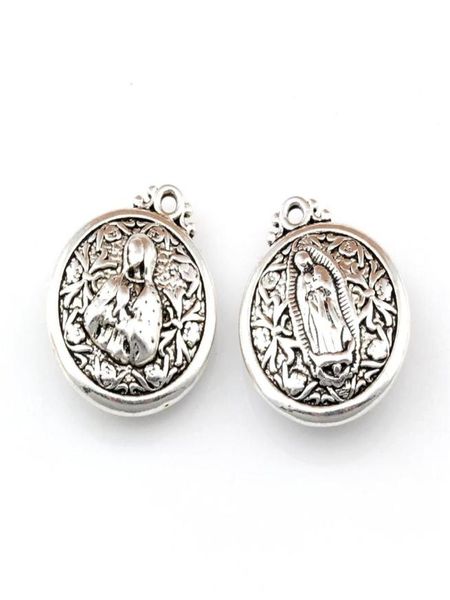 

25pcslot antique silver virgin mary charm pendants for jewelry making bracelet necklace findings 21x24mm a4819347533, Bronze;silver