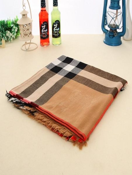 

whole factory sell high 2019 classic wool cashmere scarf silver thread wrap shawl letter printing scarves black 140140cm3814479, Blue;gray