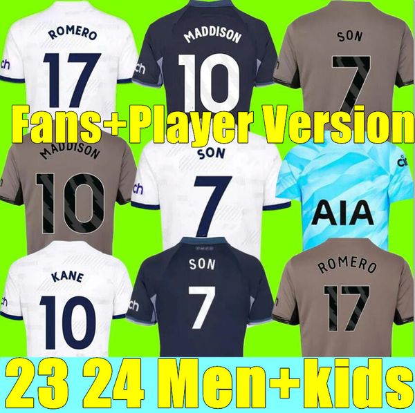 

maddison son 23 24 maglie da calcio kulusevski richarlison kulusevski 2023 2024 romero veliz van de ven bissouma kit di calcio del tottenham, Black;yellow