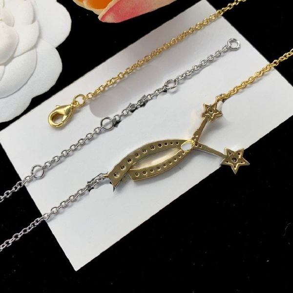 

jewelry necklaces white plated 925 silver graduated luxury brand designers letters geometric famous women round crystal rhinestone gold yili