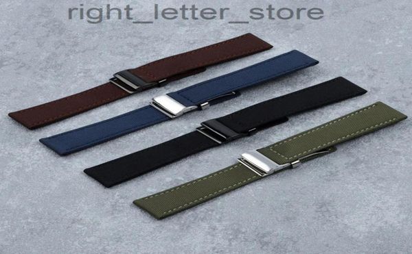 

luxury brand genuine leather nylon fabric watch band watchband for strap for navitimer world avenger belt 22mm tools1713991, Black;brown