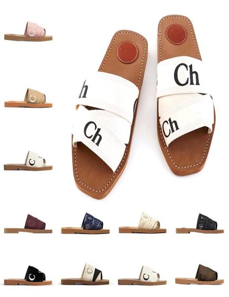 

women woody mules flat sandals slides designer canvas slippers white black sail womens fashion outdoor beach slipper shoes7844109