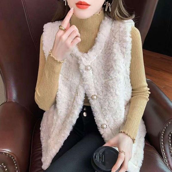 

lambskin vest for women autumn winter fur sleeveless, Black;white
