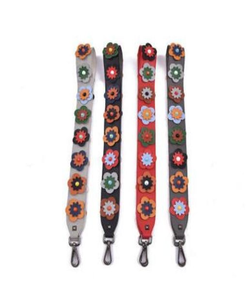 

women handbag strap long colorful shoulder straps adjustable lady bags accessories flowers rivets part adjustable belt for bag1675763, Black