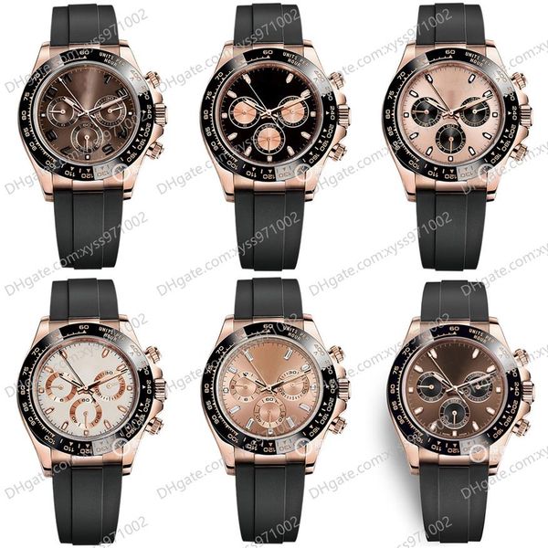 

10 style men's watches m116515ln 40mm chocolate dial 18k rose gold natural rubber strap no chronograph 2813 sports automatic 306h, Slivery;brown